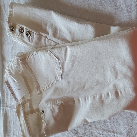 Loft Made and Loved Slim Pockets Skinny Button Seams White Sz. 24/00 - Picture 11 of 16